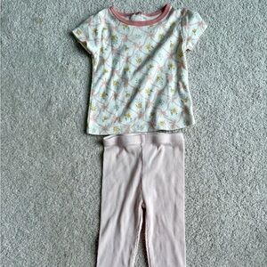 chick pea Pink Ribbed Leggings and Floral Tee Set